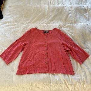 Women’s Pink Button-Up Linen blouse size XL